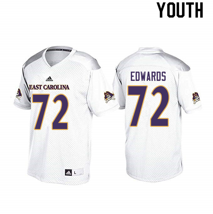Youth #72 John Ross Edwards ECU Pirates College Football Jerseys Sale-White